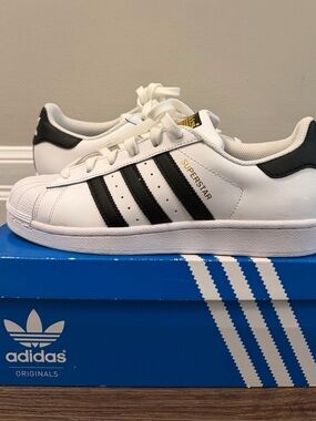 Adidas Superstar White & Black Leather Sneakers
